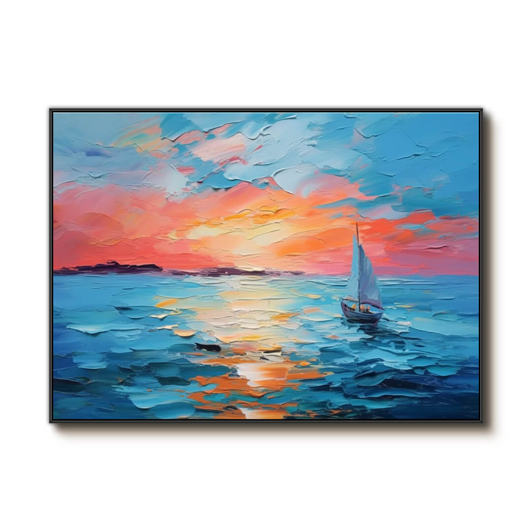 Seascape Wall Art Painting - Sailboat I - Hues Art Lab