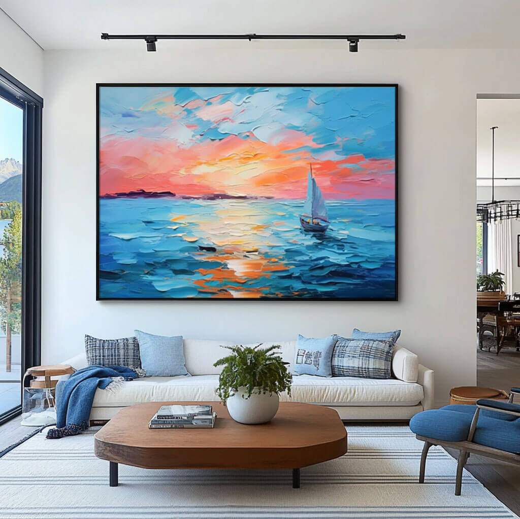 Seascape Wall Art Painting - Sailboat I - Hues Art Lab