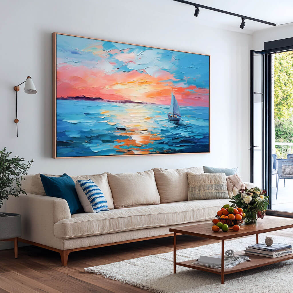 Seascape Wall Art Painting - Sailboat I - Hues Art Lab