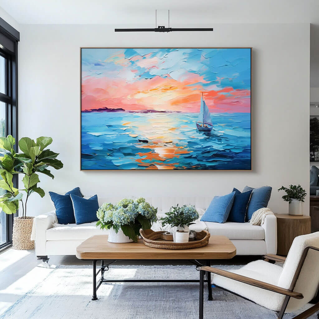 Seascape Wall Art Painting - Sailboat I - Hues Art Lab