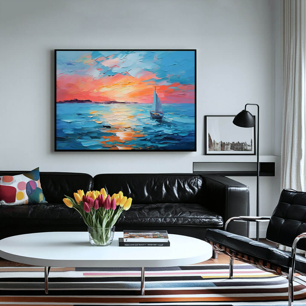 Seascape Wall Art Painting - Sailboat I - Hues Art Lab