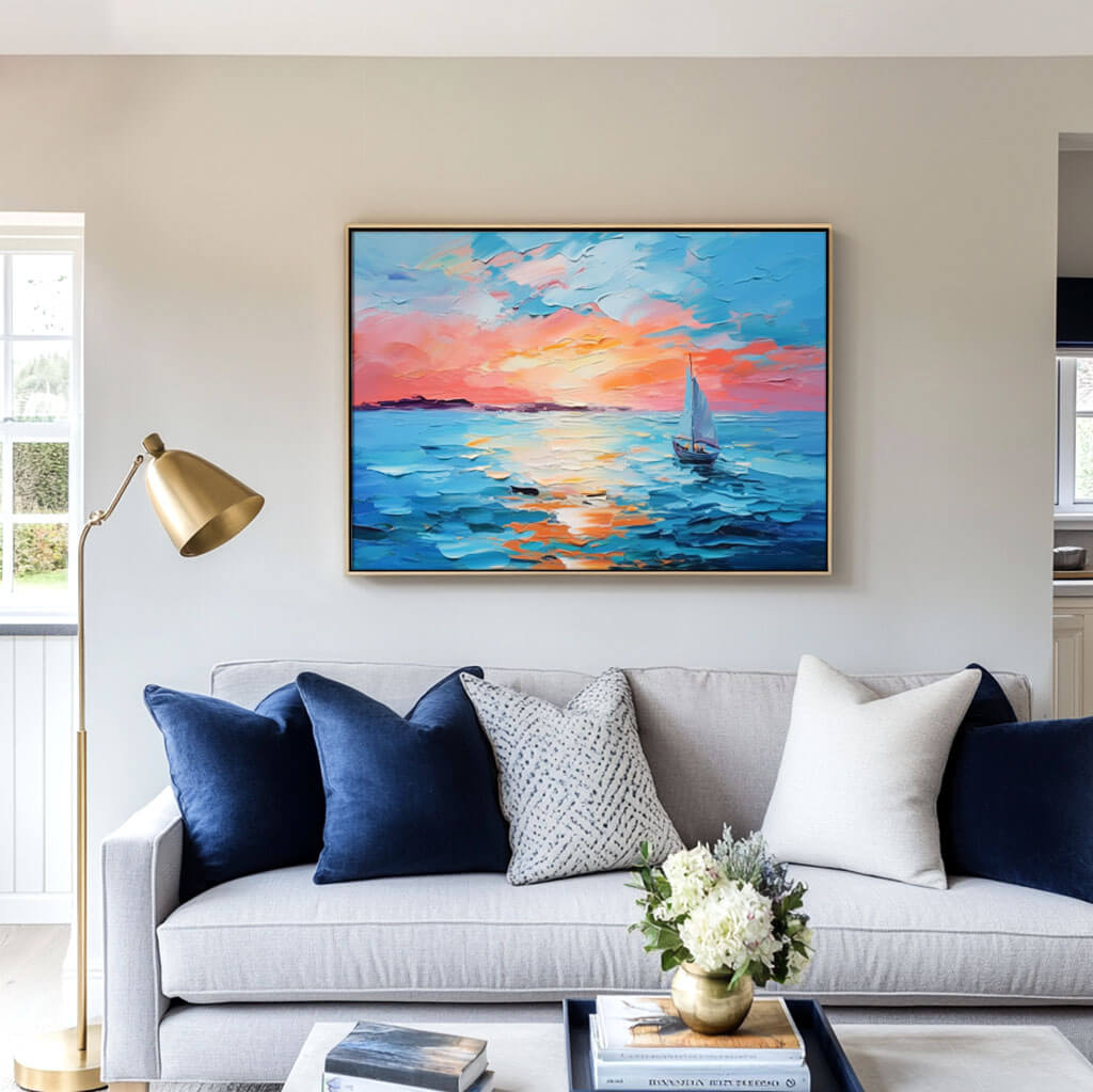 Seascape Wall Art Painting - Sailboat I - Hues Art Lab