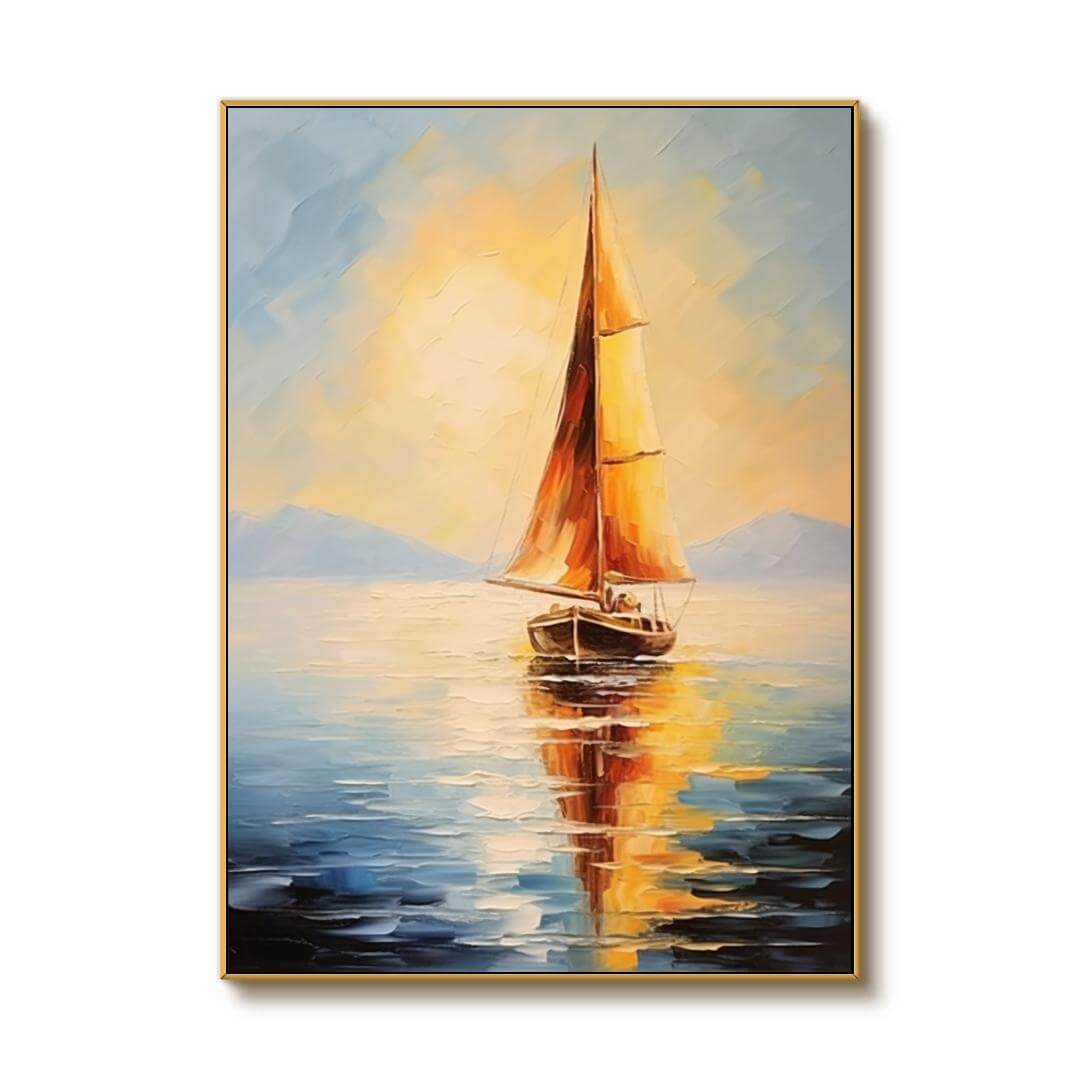 Seascape Wall Art Painting - Sailboat - Hues Art Lab