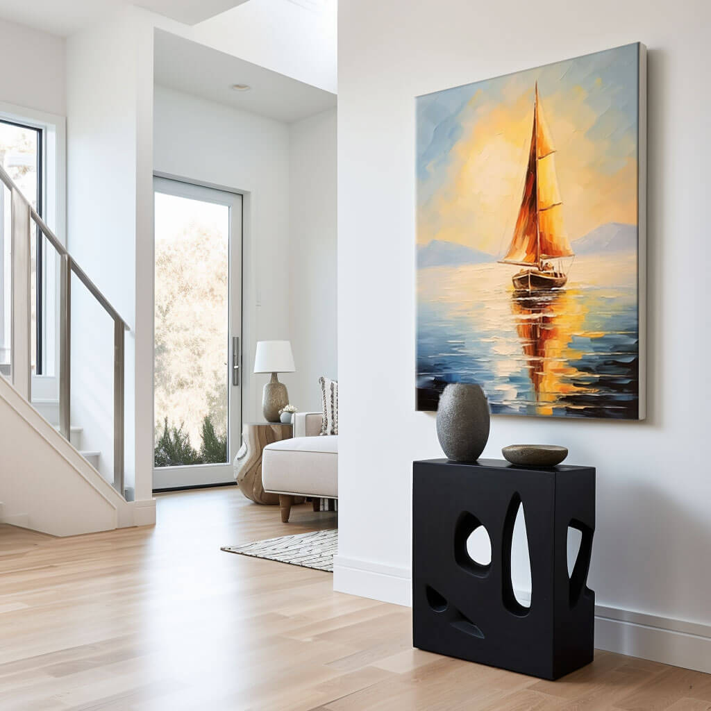 Seascape Wall Art Painting - Sailboat - Hues Art Lab