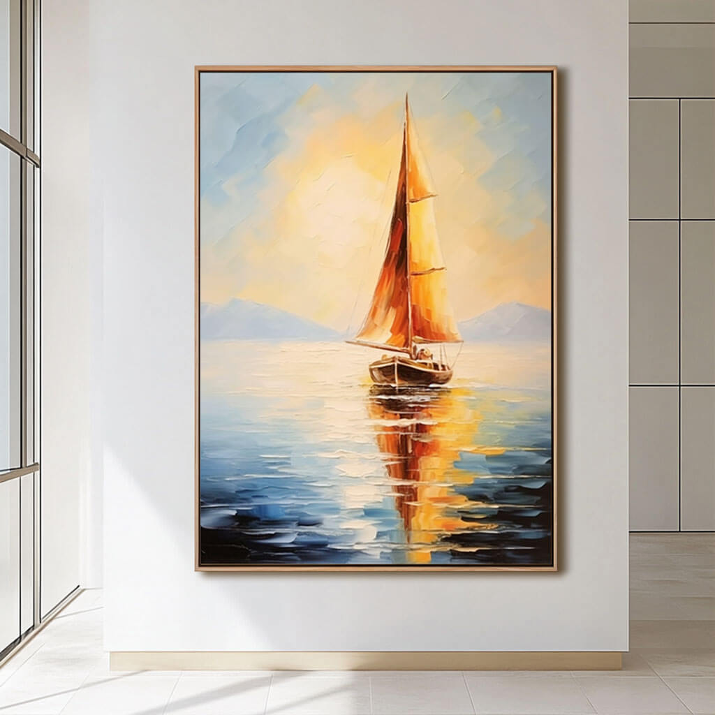 Seascape Wall Art Painting - Sailboat - Hues Art Lab