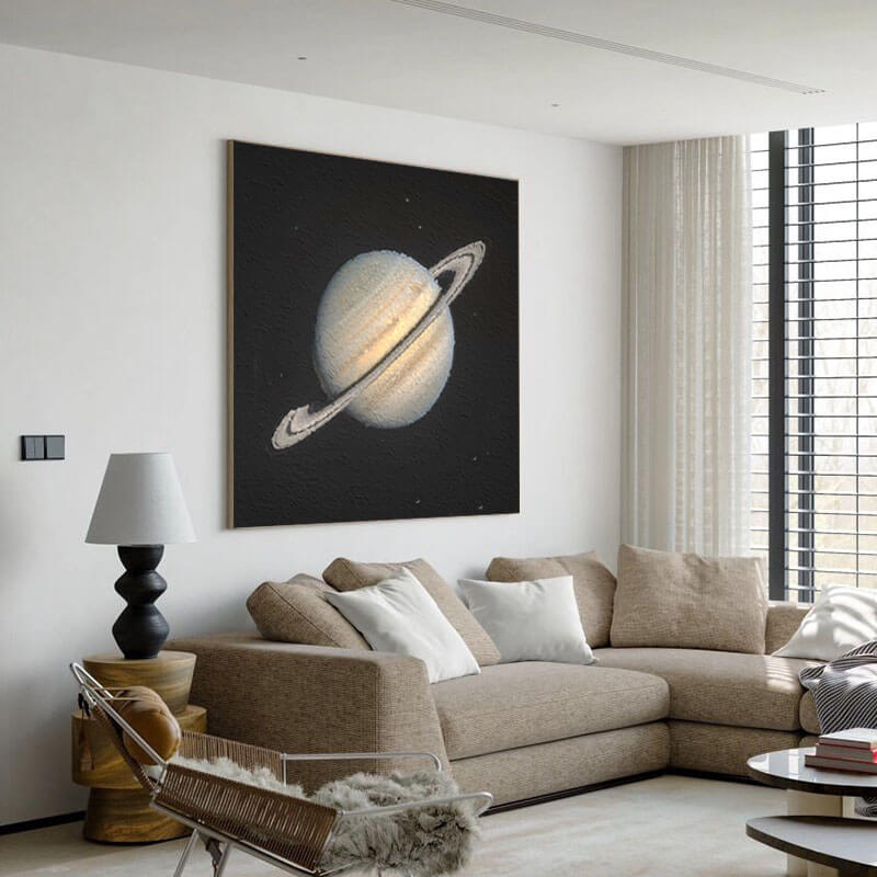 Saturn - Original Textured Canvas Art Painting - Hues Art Lab