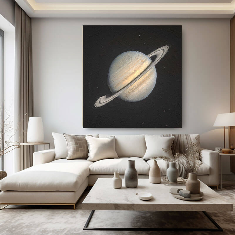 Saturn - Original Textured Canvas Art Painting - Hues Art Lab