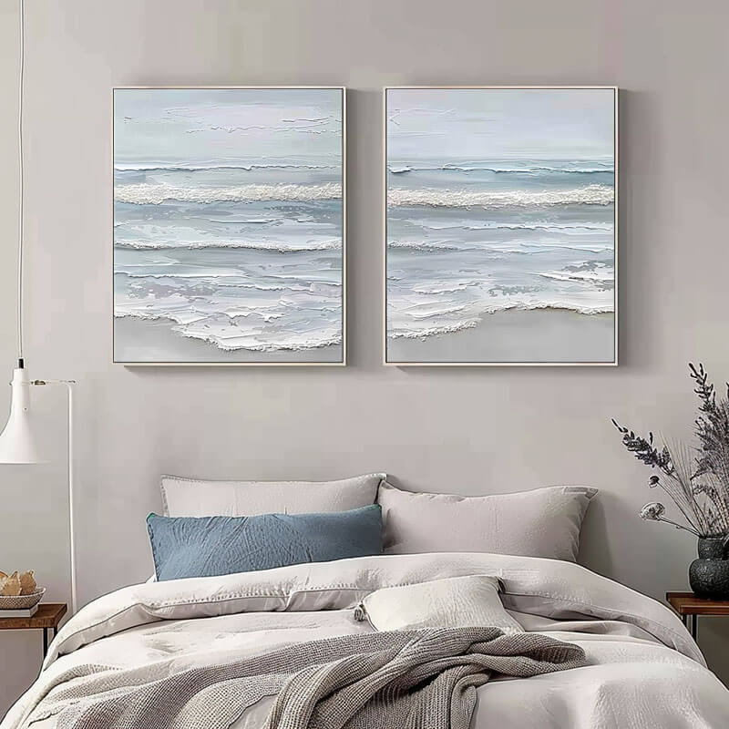 Abstract Plaster Wall Art Set of 2 - Sea Swell - Hues Art Lab