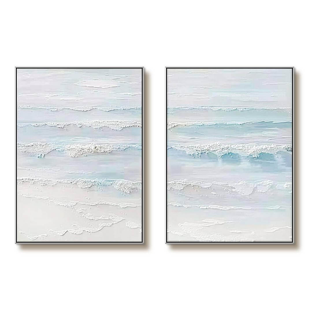 Abstract Plaster Wall Art Set of 2 - Sea Swell I - Hues Art Lab