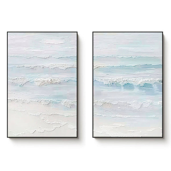 Abstract Plaster Wall Art Set of 2 - Sea Swell I - Hues Art Lab