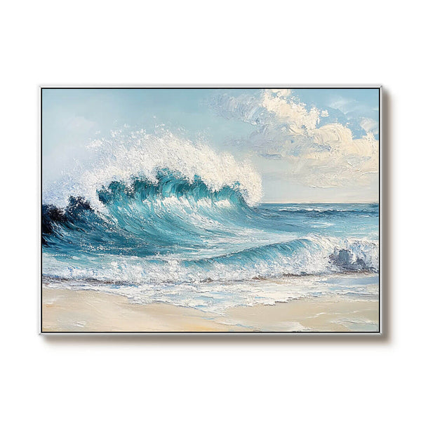 Seascape Wall Art Painting - Seafoam Wave I - Hues Art Lab