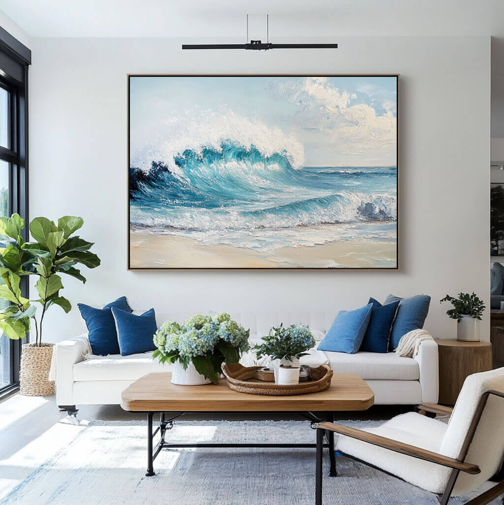 Seascape Wall Art Painting - Seafoam Wave I - Hues Art Lab