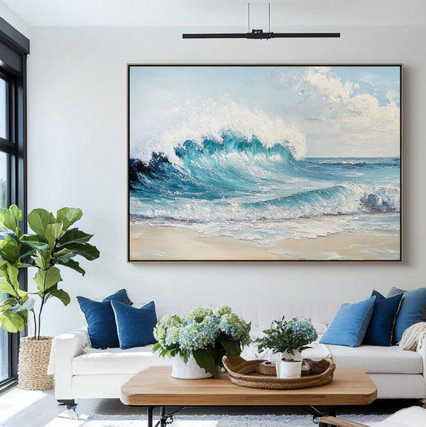 Seascape Wall Art Painting - Seafoam Wave I - Hues Art Lab