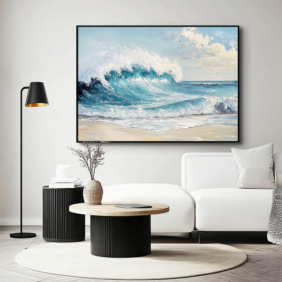 Seascape Wall Art Painting - Seafoam Wave I - Hues Art Lab