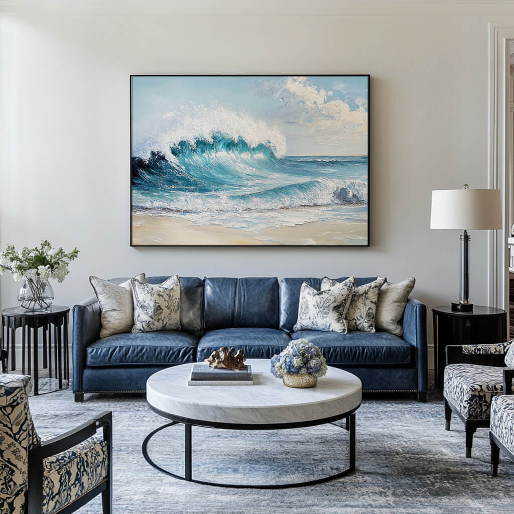 Seascape Wall Art Painting - Seafoam Wave I - Hues Art Lab