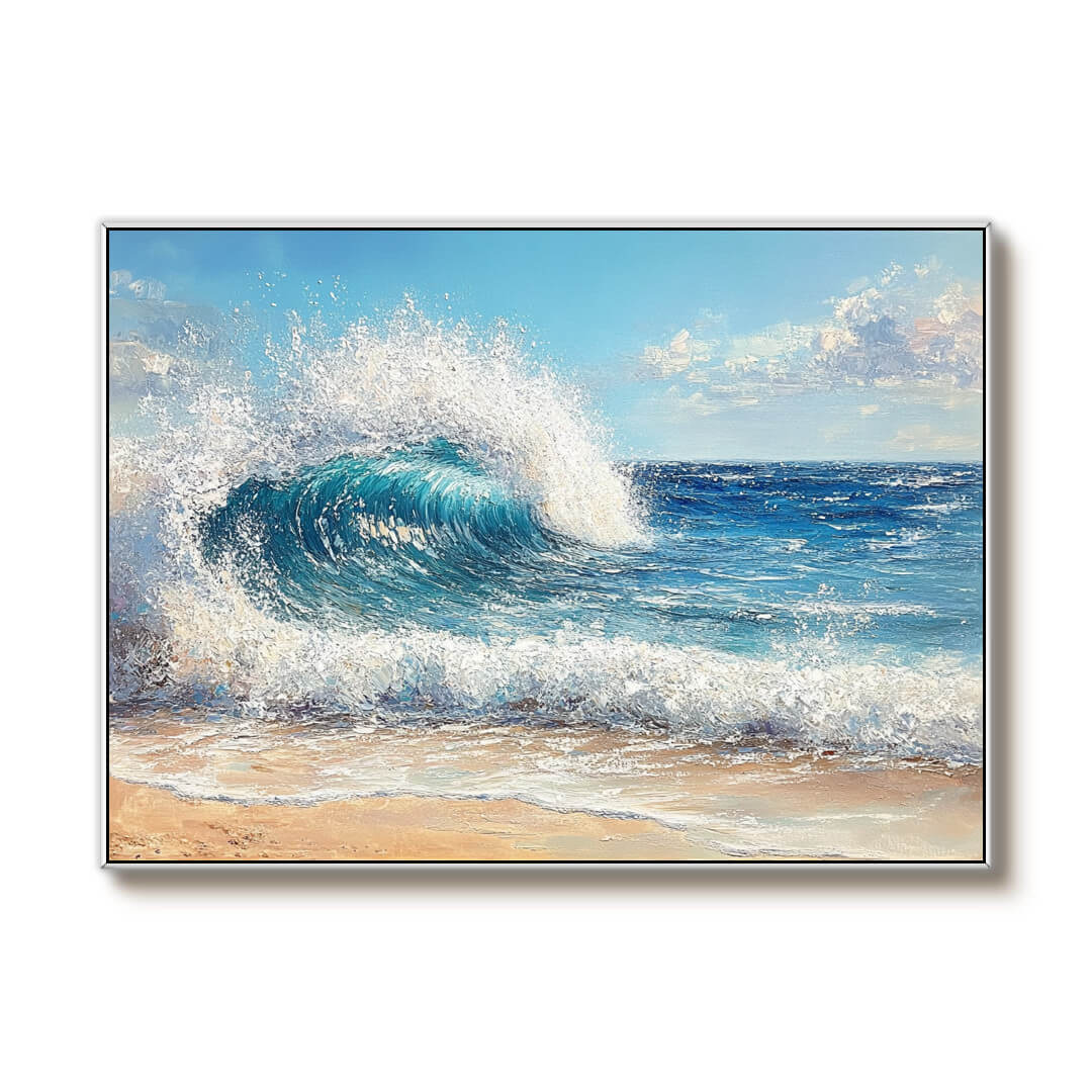 Seascape Wall Art Painting - Seafoam Wave - Hues Art Lab