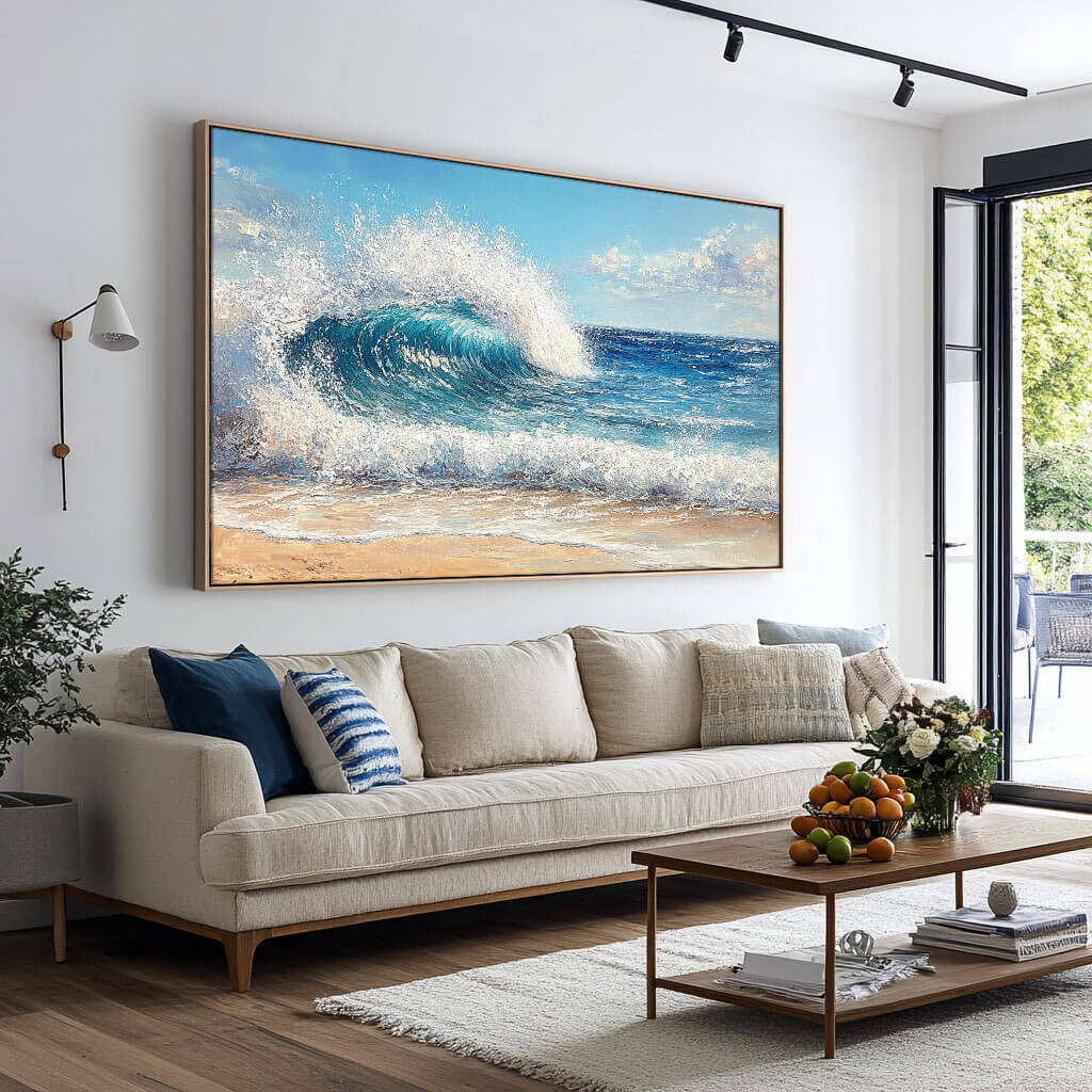 Seascape Wall Art Painting - Seafoam Wave - Hues Art Lab