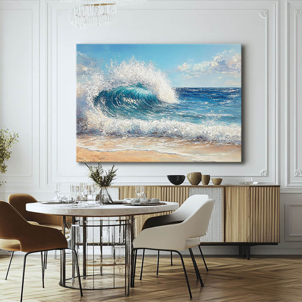 Seascape Wall Art Painting - Seafoam Wave - Hues Art Lab