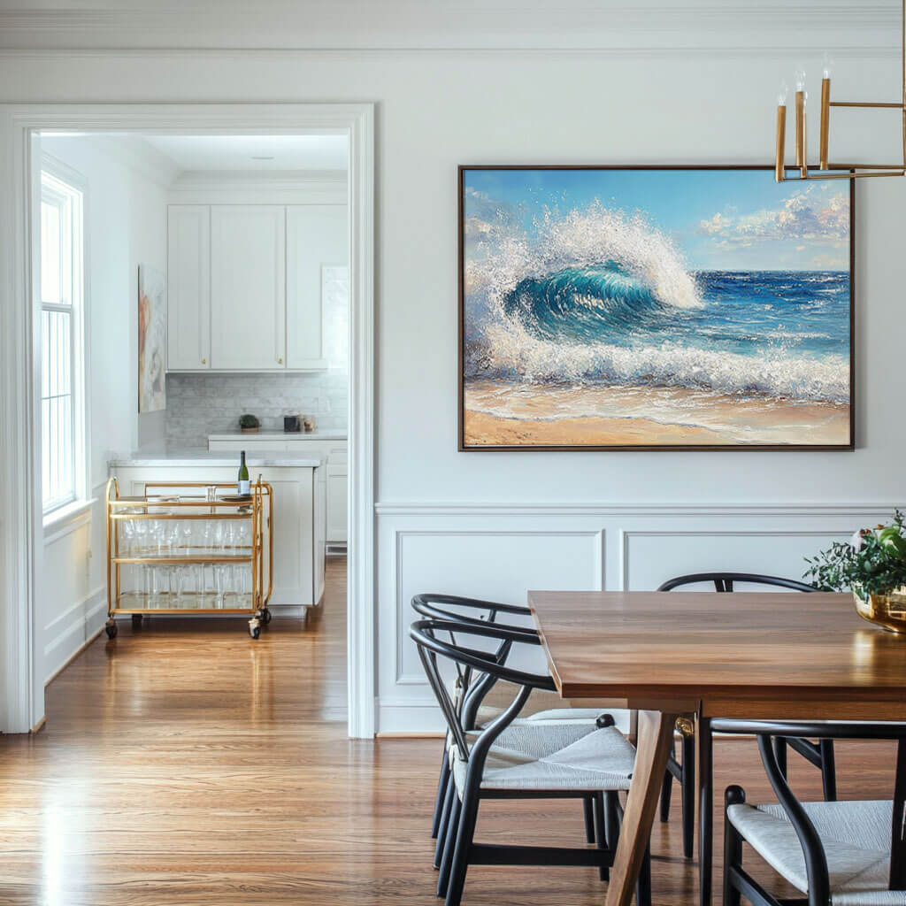 Seascape Wall Art Painting - Seafoam Wave - Hues Art Lab