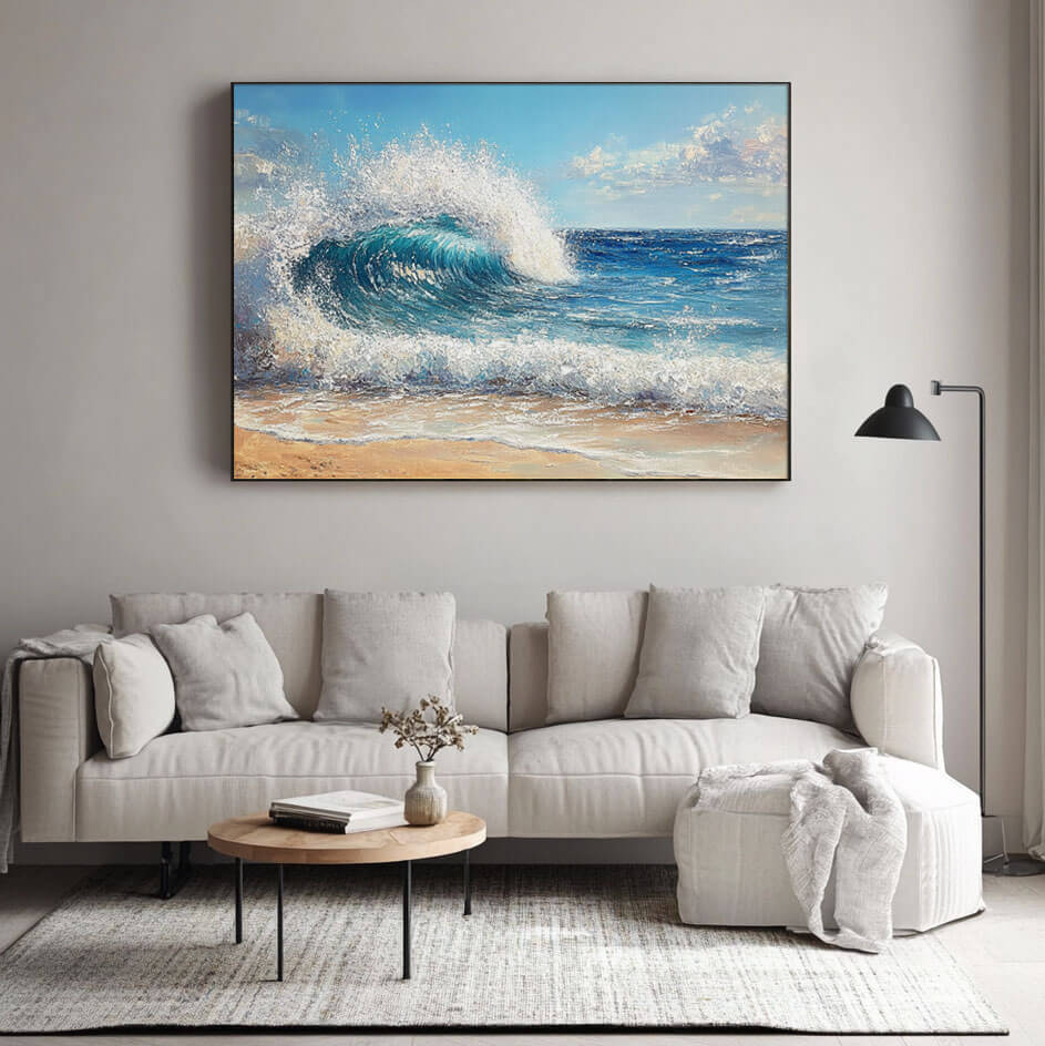 Seascape Wall Art Painting - Seafoam Wave - Hues Art Lab