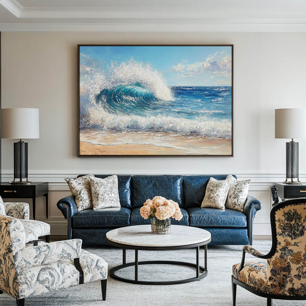 Seascape Wall Art Painting - Seafoam Wave - Hues Art Lab