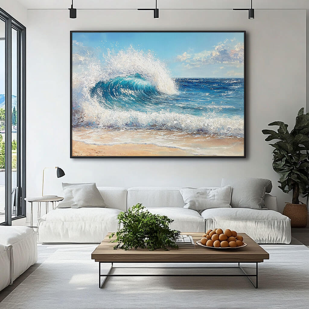 Seascape Wall Art Painting - Seafoam Wave - Hues Art Lab