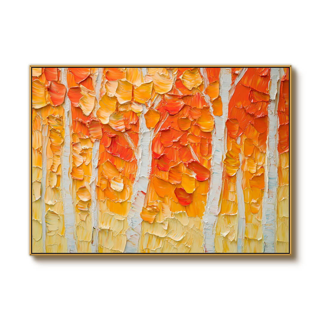 Textured Abstract Tree Painting - Vibrant Forest Canvas Wall Art for Modern Living Room Decor - Seasons I - Hues Art Lab