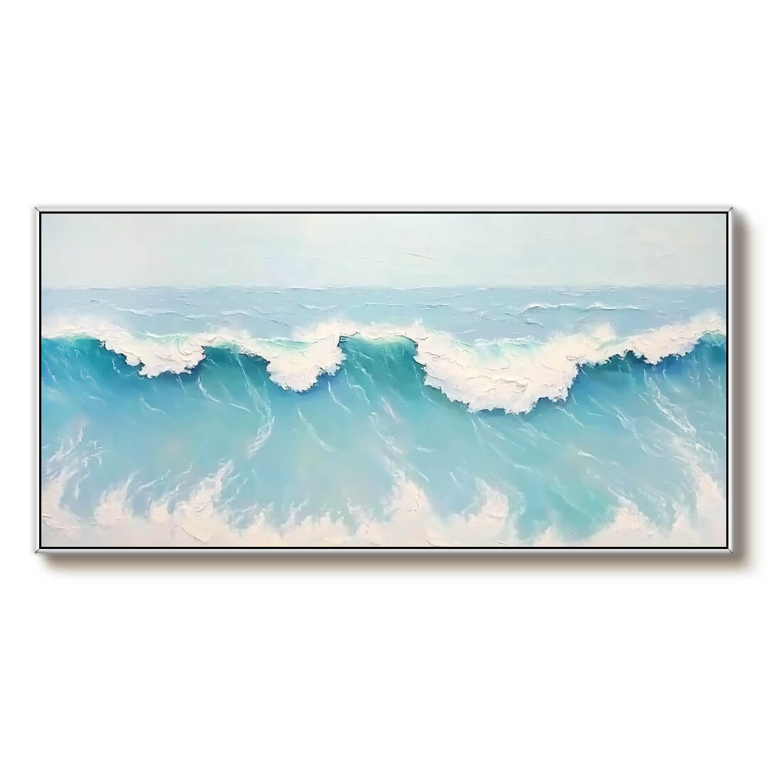 Textured Ocean Wave Canvas Art | Coastal Wall Decor for Modern Homes - Seaspray - Hues Art Lab