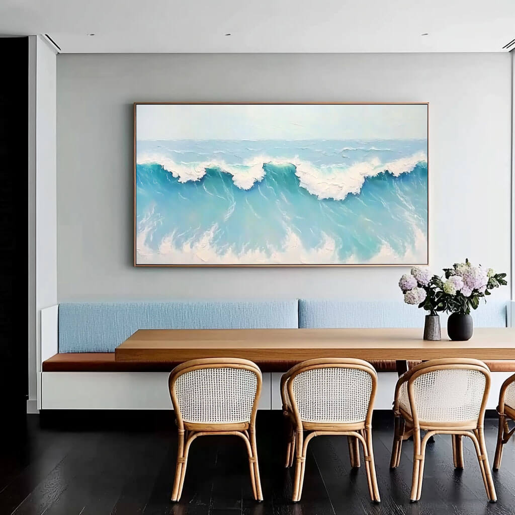 Textured Ocean Wave Canvas Art | Coastal Wall Decor for Modern Homes - Seaspray - Hues Art Lab