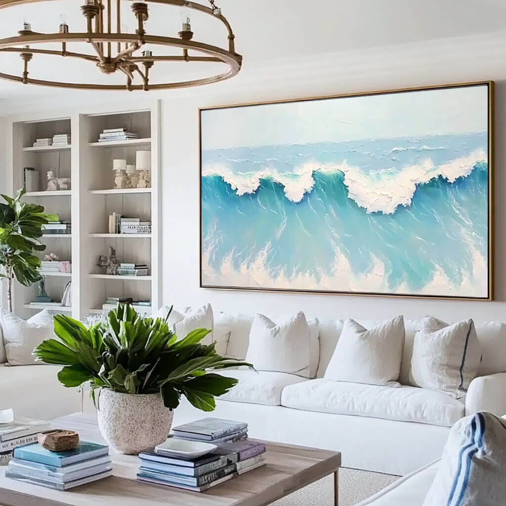 Textured Ocean Wave Canvas Art | Coastal Wall Decor for Modern Homes - Seaspray - Hues Art Lab