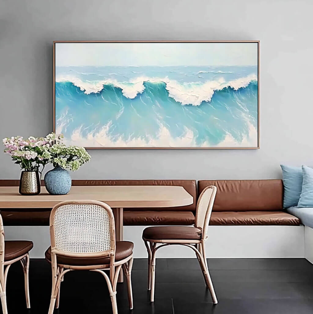 Textured Ocean Wave Canvas Art | Coastal Wall Decor for Modern Homes - Seaspray - Hues Art Lab