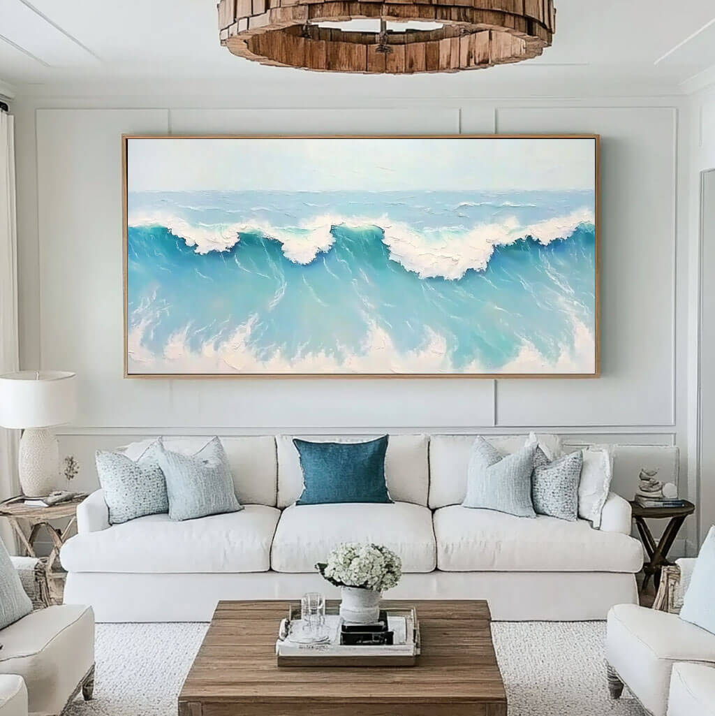 Textured Ocean Wave Canvas Art | Coastal Wall Decor for Modern Homes - Seaspray - Hues Art Lab