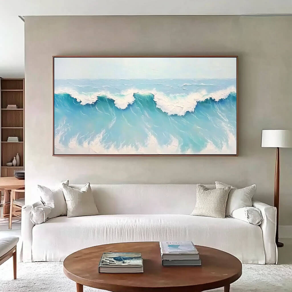 Textured Ocean Wave Canvas Art | Coastal Wall Decor for Modern Homes - Seaspray - Hues Art Lab