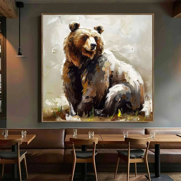 Seated Brown Bear - Modern Abstract Animal Wall Art