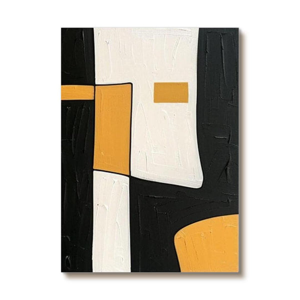 Black and Yellow Abstract Art Painting - Shape - Hues Art Lab