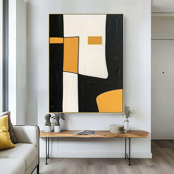 Black and Yellow Abstract Art Painting - Shape - Hues Art Lab