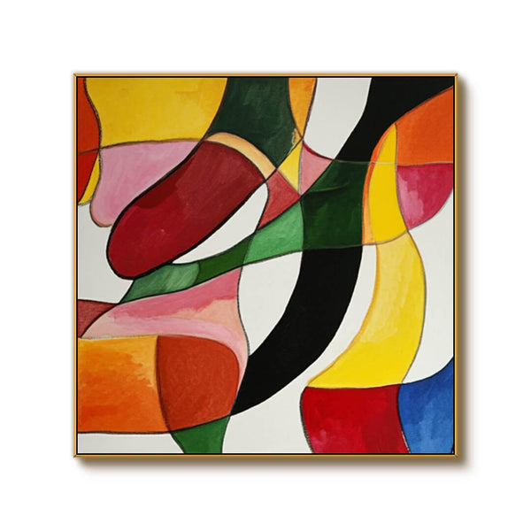 Colorful Abstract Art Canvas Painting - Shapes In Transit - Hues Art Lab