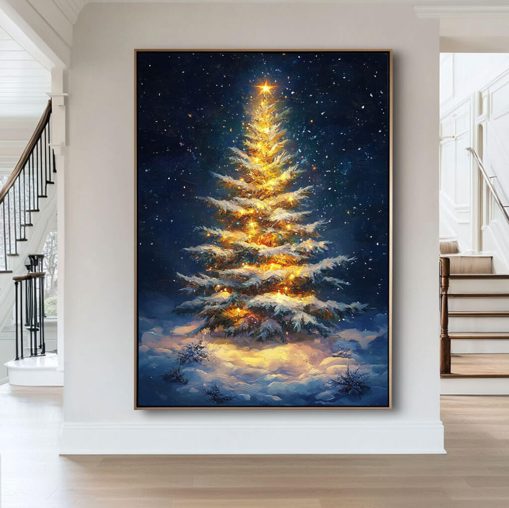 Acrylic Art Painting - Shining Bright At Christmas Night - Hues Art Lab