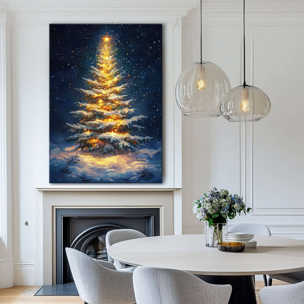 Acrylic Art Painting - Shining Bright At Christmas Night - Hues Art Lab