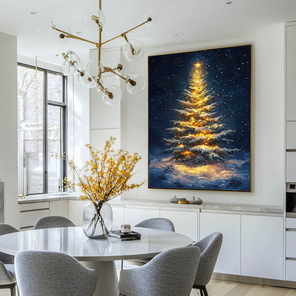 Acrylic Art Painting - Shining Bright At Christmas Night - Hues Art Lab