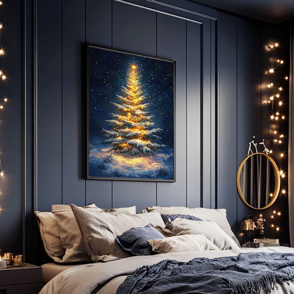 Acrylic Art Painting - Shining Bright At Christmas Night - Hues Art Lab