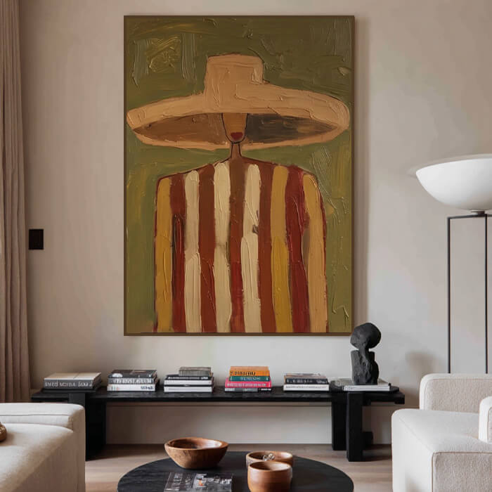 Modern abstract cowboy portrait wall art with minimalist western style - Silent Guest - Hues Art Lab