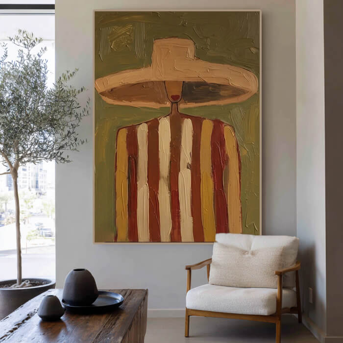 Modern abstract cowboy portrait wall art with minimalist western style - Silent Guest - Hues Art Lab