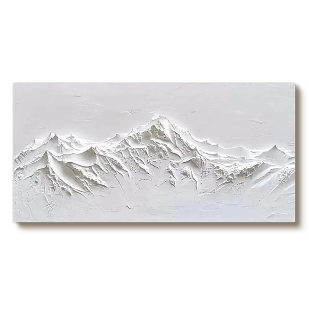 Minimalist White Mountain Wall Art - Handcrafted 3D Textured Abstract ...