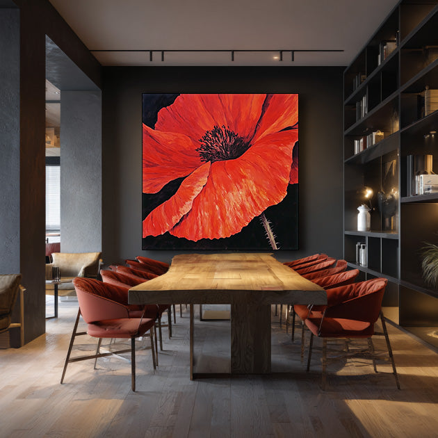 Skirt of Flame high saturation hand-painted floral close-up wall art by Hues Art Lab