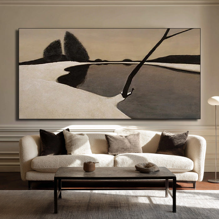 Solitude in Monochrome large black and white wall art for calm decor