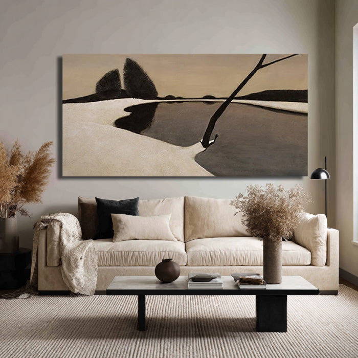 Solitude in Monochrome gallery view of geometric lake canvas art