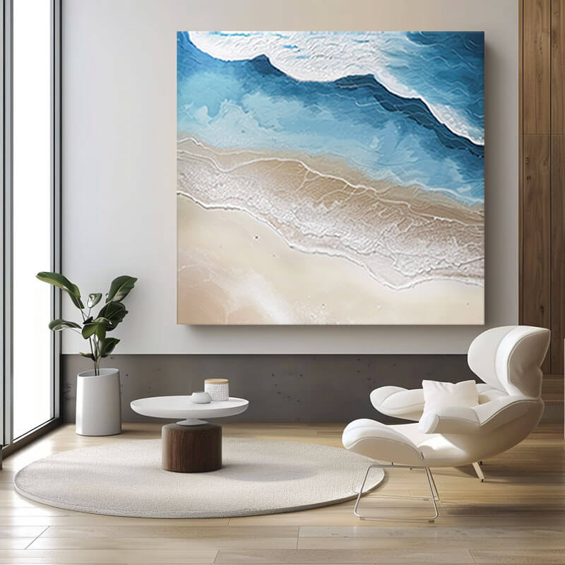 Abstract Landscape Painting on Canvas - Song On The Beach - Hues Art Lab