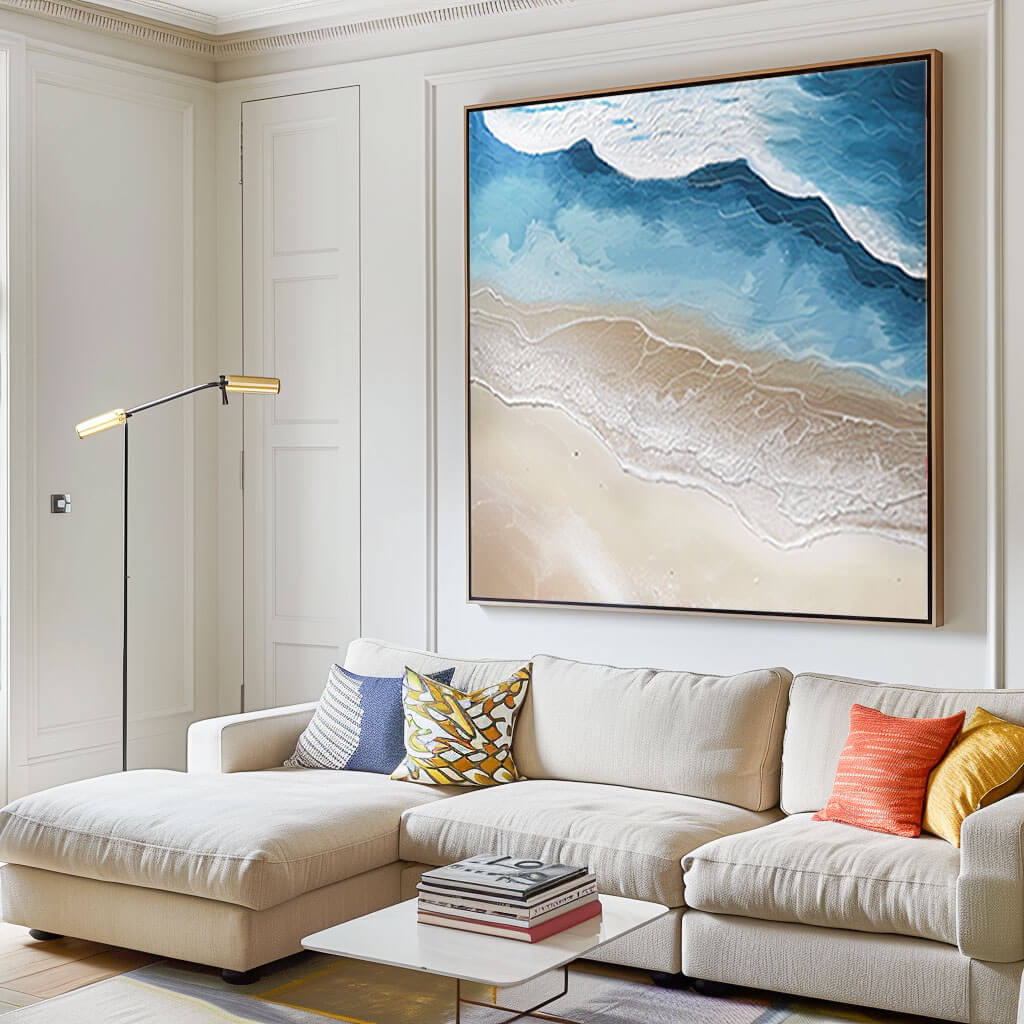 Abstract Landscape Painting on Canvas - Song On The Beach - Hues Art Lab