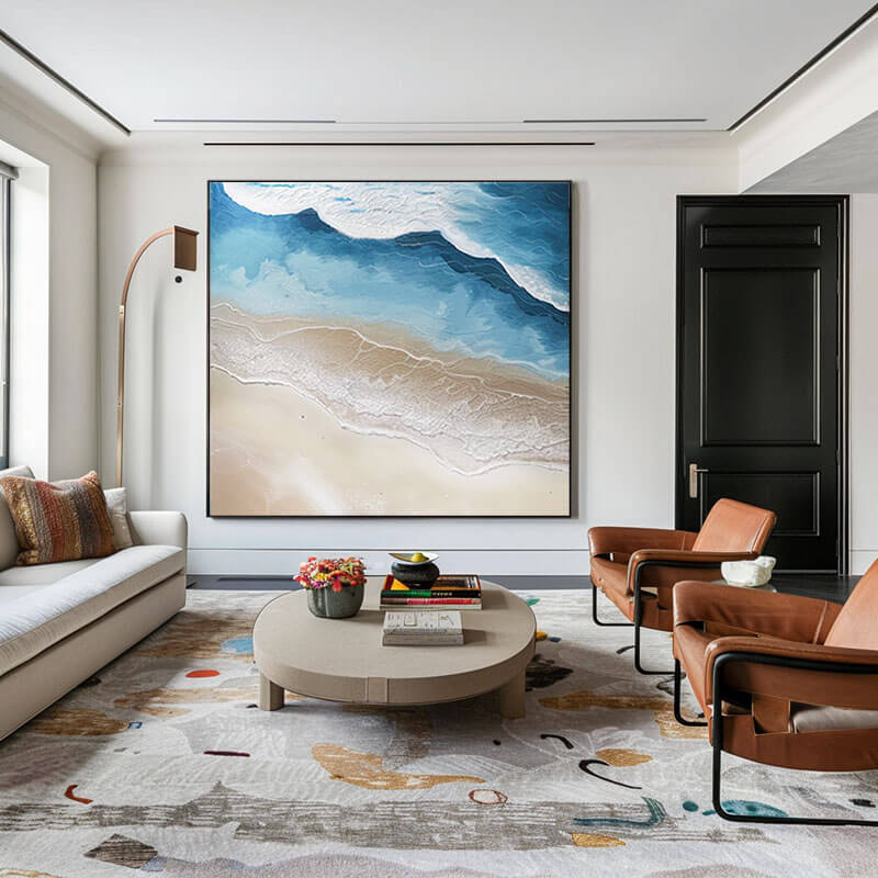 Abstract Landscape Painting on Canvas - Song On The Beach - Hues Art Lab